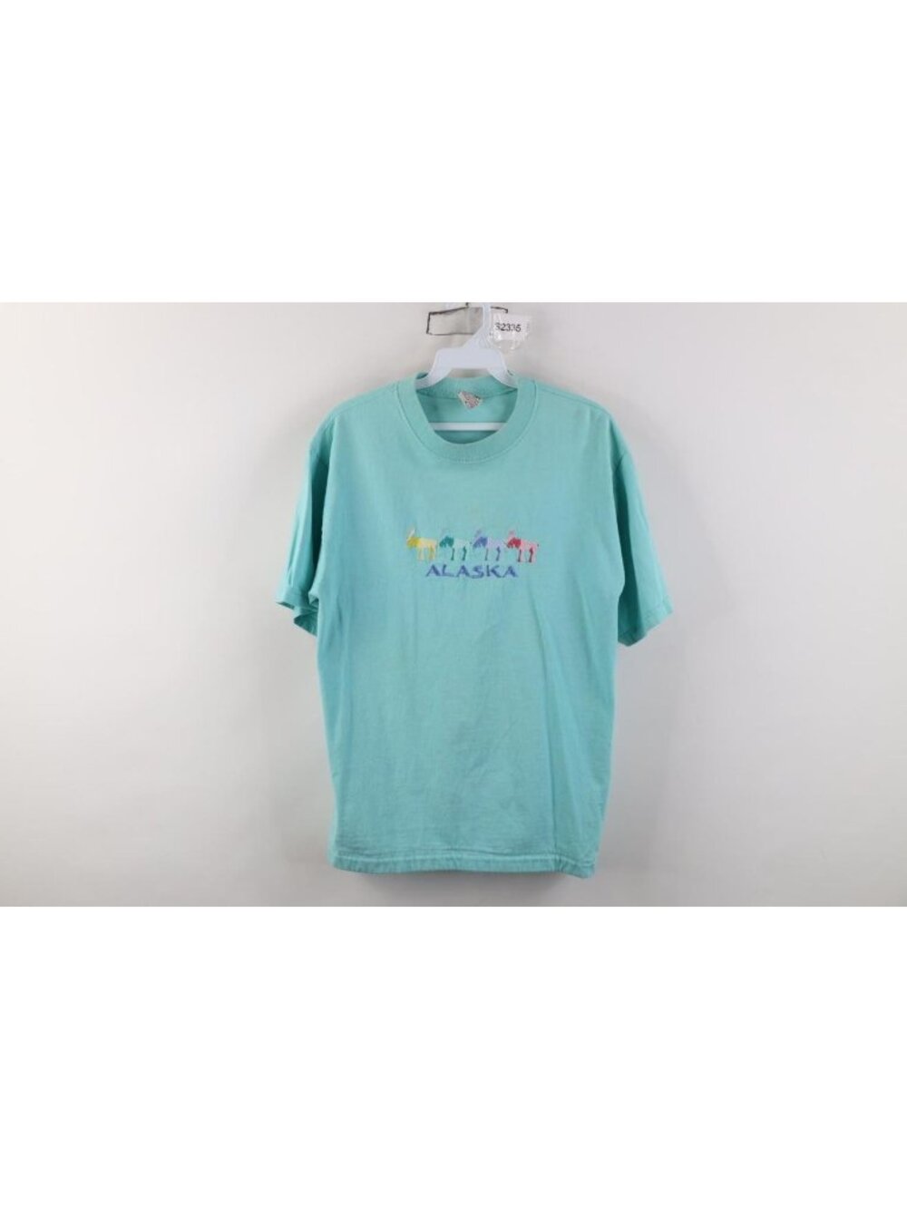 Vintage 90s Streetwear Womens Medium Distressed Alaska Moose T-Shirt Teal